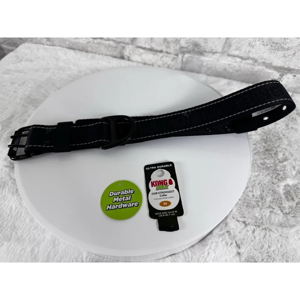 KONG Max Our Strongest Dog Collar Black Size Medium Neck 14 - 18